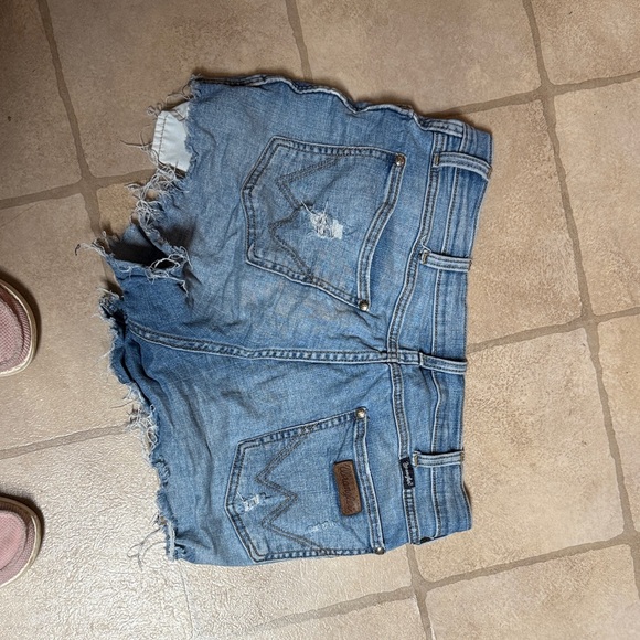 Wrangler Pants - Wrangler Blue Ripped Denim Shorts